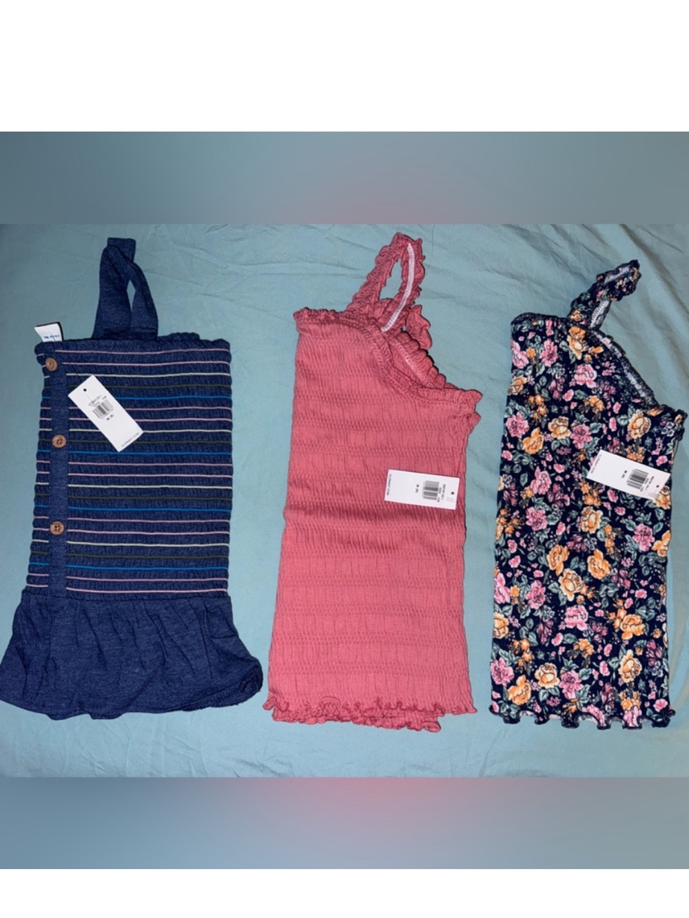 Old Navy Girls Smocked Tank Tops 3-Piece Bundle Size M 8 NWT